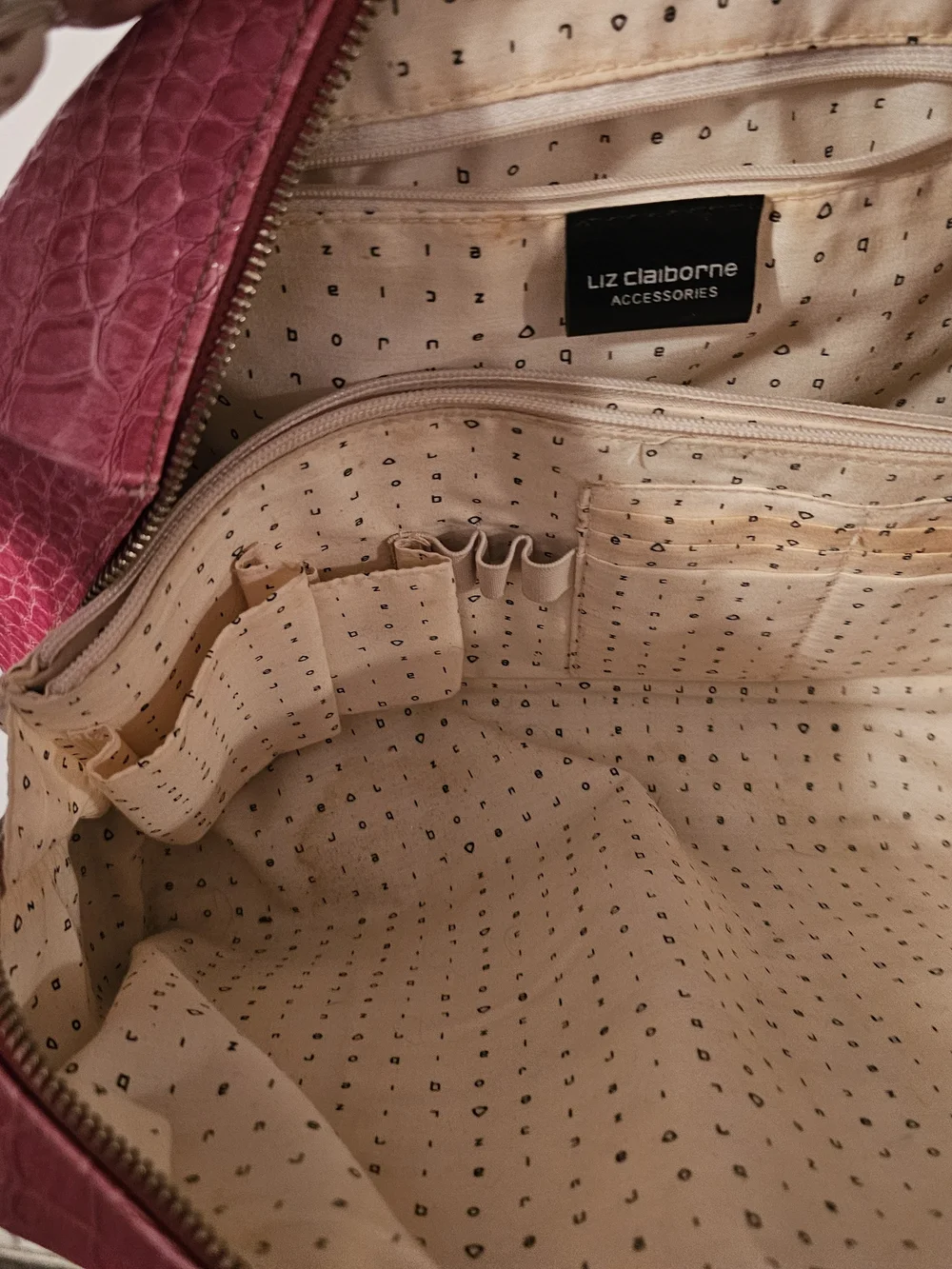 Liz Claiborne Women's Croc-Embossed Pink Satchel Bag
